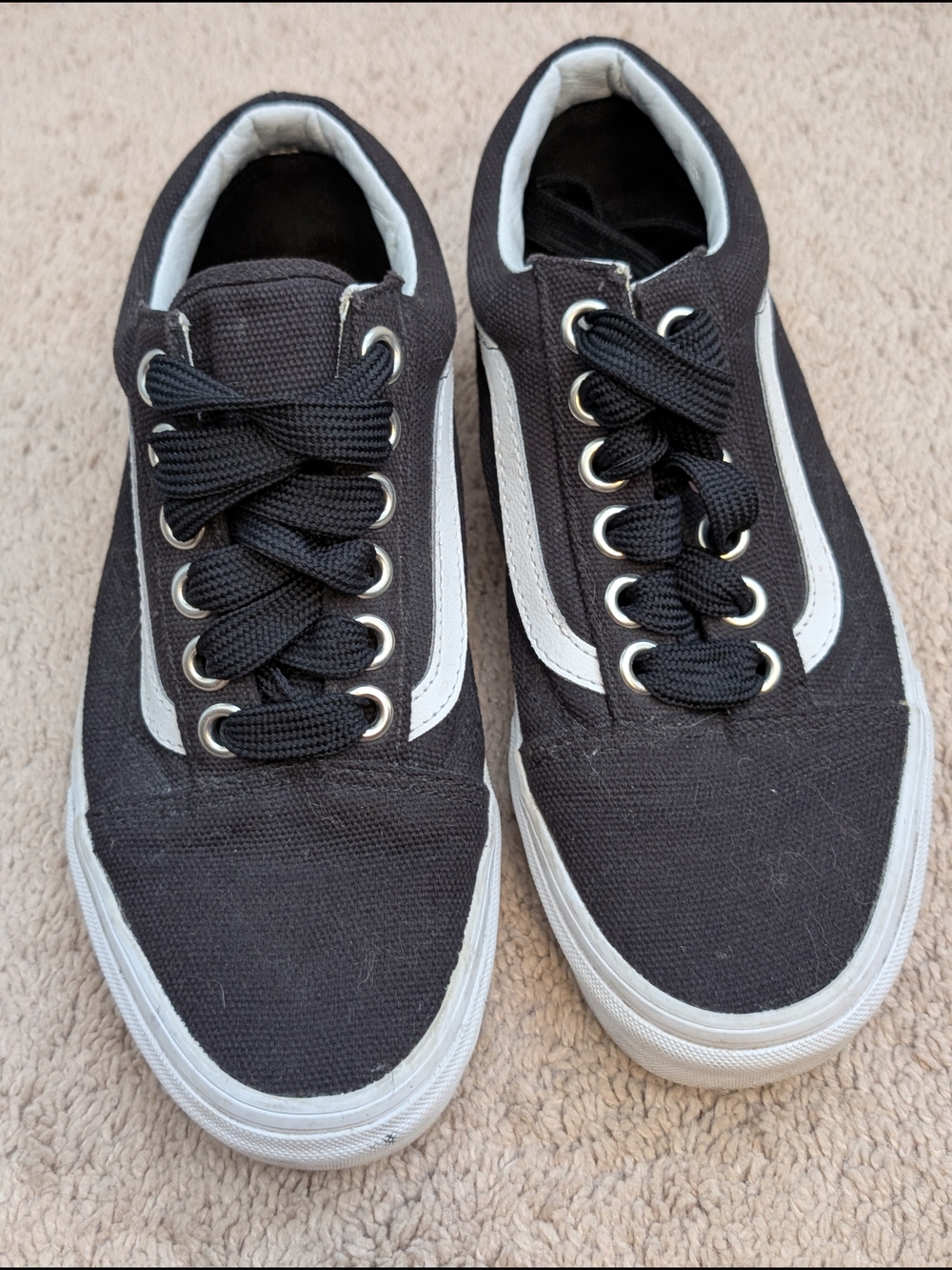 Women's Black Canvas Vans Sneakers Size 9, 7.5 Men's
